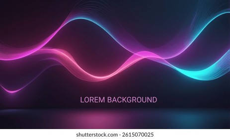 Glowing light wave background design in futuristic colour