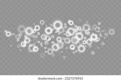 Glowing, light white twirl, circle, background of shining dust, spotlight, starlight, spark. Transparent blurred shapes. Abstract light effect.