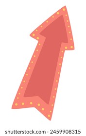 Leuchtender Leuchtkasten-Pfeil in flachem Design. Lampenzeiger im Zirkus oder Nachtclub. Vektorillustration isoliert.