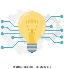 glowing lightbulb with circuit lines