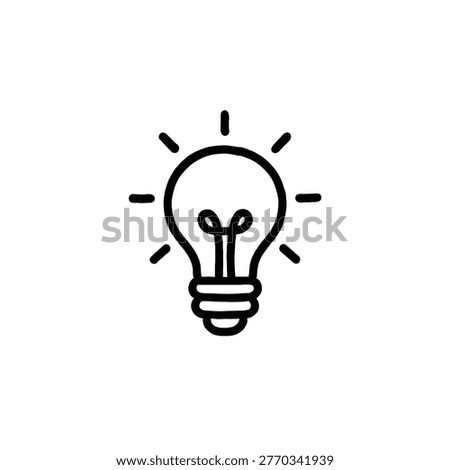 A glowing lightbulb drawn in a bold organic monoline marker style indicating a bright idea or helpful hint in educational apps
