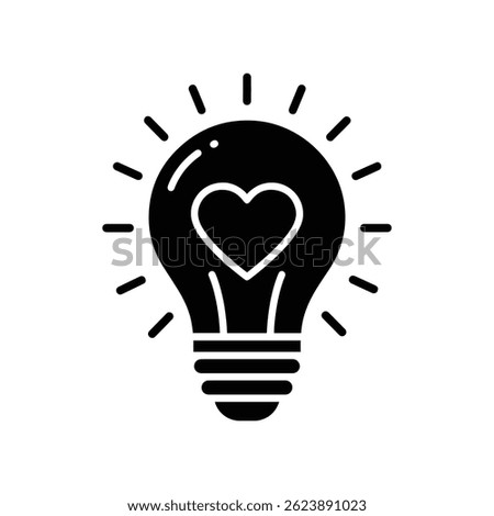 Glowing Lightbulb with Heart Inside Symbolizing Hope - Solid