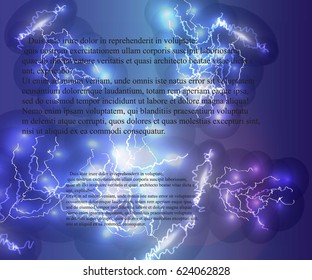 Glowing lightning on blue background
