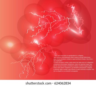 Glowing lightning on  red background
