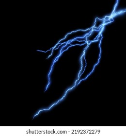 Glowing lightning. Thunderstorm. The effect of a powerful electric discharge. Realistic thunderstorm effect. Vector