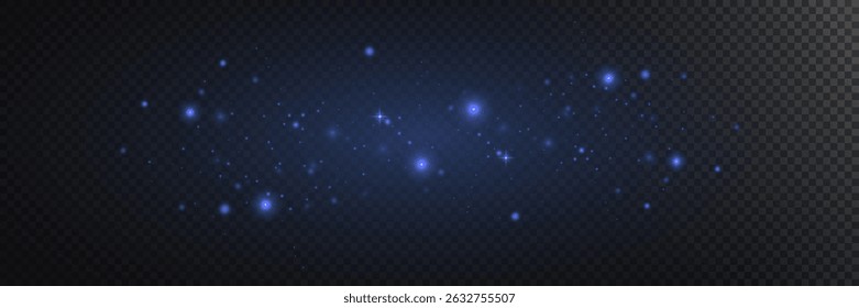 Glowing lights of dust. Blue dust. Blue sparks and stars shine with a special light.