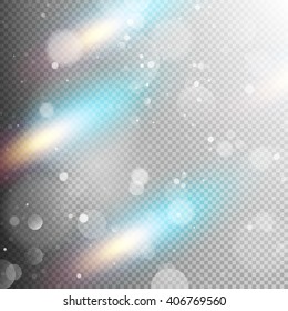 Glowing lights, dust, bokeh. Isolated on black transparent background. EPS 10 vector file included