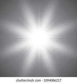 Glowing lights effect, flare, explosion and stars. Special effect isolated on transparent background
