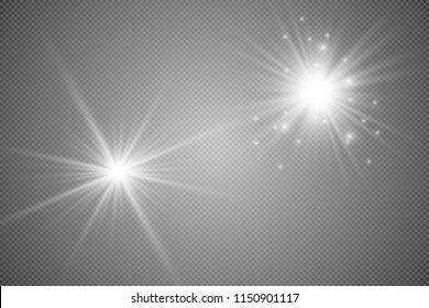 Glowing lights effect, flare, explosion and stars. Special effect isolated on transparent background
