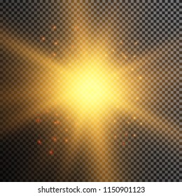 Glowing lights effect, flare, explosion and stars. Special effect isolated on transparent background
