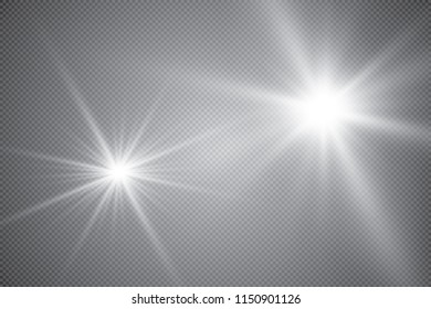 Glowing lights effect, flare, explosion and stars. Special effect isolated on transparent background
