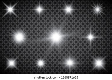 Glowing lights effect, flare, explosion and stars. Special effect isolated on transparent background