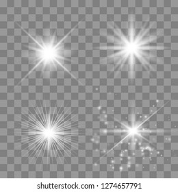 Glowing lights effect, flare, explosion and stars. Special effect isolated on  background - Vector illustration EPS10