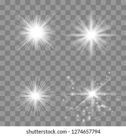 Glowing lights effect, flare, explosion and stars. Special effect isolated on  background - Vector illustration EPS10