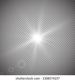 Glowing lights effect, flare, explosion and stars. Special effect isolated on transparent background