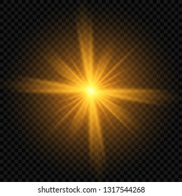 Glowing lights effect, flare, explosion and stars. Special effect isolated on transparent background 