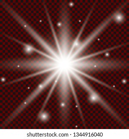 Glowing lights effect, flare, explosion and stars. Special effect isolated on transparent background 