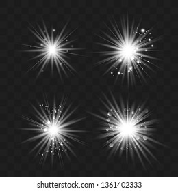 Glowing lights effect, flare, explosion and stars. Special effect isolated on transparent background.Glow light effect. Christmas flash. dust