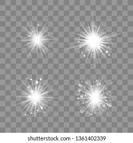 Glowing lights effect, flare, explosion and stars. Special effect isolated on transparent background.Glow light effect. Christmas flash. dust