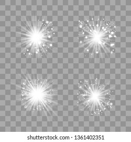 Glowing lights effect, flare, explosion and stars. Special effect isolated on transparent background.Glow light effect. Christmas flash. dust