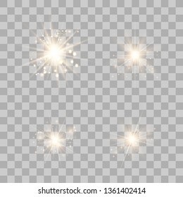 Glowing lights effect, flare, explosion and stars. Special effect isolated on transparent background.Glow light effect. Christmas flash. dust