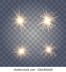 Glowing lights effect, flare, explosion and stars. Special effect isolated on transparent background.Glow light effect. Christmas flash. dust