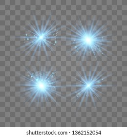 Glowing lights effect, flare, explosion and stars. Special effect isolated on transparent background.Glow light effect. Christmas flash. dust
