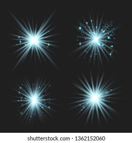Glowing lights effect, flare, explosion and stars. Special effect isolated on transparent background.Glow light effect. Christmas flash. dust