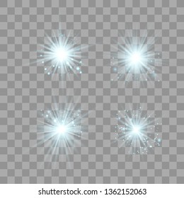 Glowing lights effect, flare, explosion and stars. Special effect isolated on transparent background.Glow light effect. Christmas flash. dust