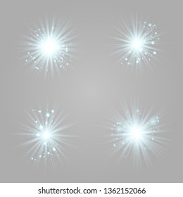 Glowing lights effect, flare, explosion and stars. Special effect isolated on transparent background.Glow light effect. Christmas flash. dust