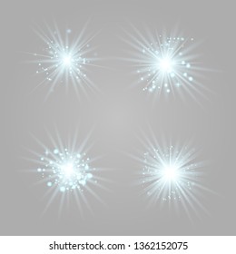 Glowing lights effect, flare, explosion and stars. Special effect isolated on transparent background.Glow light effect. Christmas flash. dust