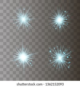 Glowing lights effect, flare, explosion and stars. Special effect isolated on transparent background.Glow light effect. Christmas flash. dust