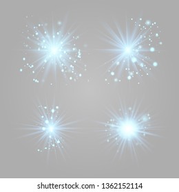Glowing lights effect, flare, explosion and stars. Special effect isolated on transparent background.Glow light effect. Christmas flash. dust