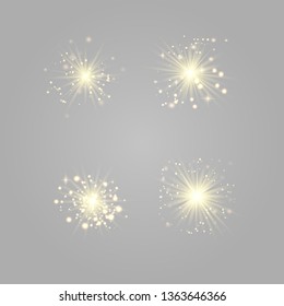 Glowing lights effect, flare, explosion and stars. Special effect isolated on transparent background.Glow light effect. Christmas flash. dust