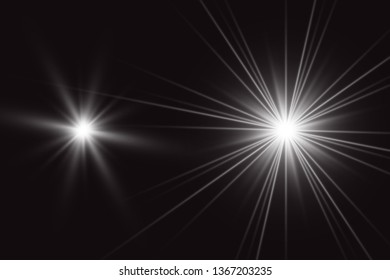 Glowing lights effect, flare, explosion and stars. Special effect isolated on transparent background