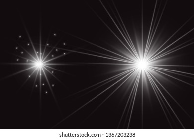 Glowing lights effect, flare, explosion and stars. Special effect isolated on transparent background