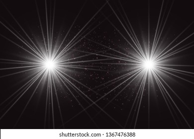 Glowing lights effect, flare, explosion and stars. Special effect isolated on transparent background