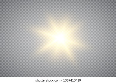 Glowing lights effect, flare, explosion and stars. Special effect isolated on transparent background.