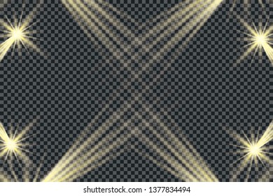 Glowing lights effect, flare, explosion and stars. Special effect isolated on transparent background