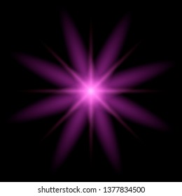 Glowing lights effect, flare, explosion and stars. Special effect isolated on transparent background
