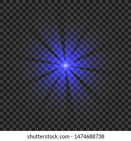 Glowing lights effect, flare, explosion and stars. Special effect isolated on transpar