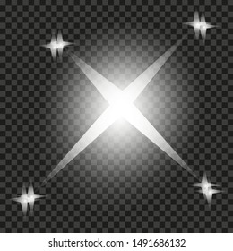 Glowing lights effect, flare, explosion and stars. Special effect isolated on transpar