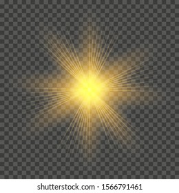 Glowing lights effect, flare, explosion and stars. Special effect isolated on transpar