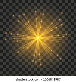 Glowing lights effect, flare, explosion and stars. Special effect isolated on transpar
