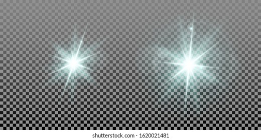 Glowing lights effect, flare, explosion and stars. Special effect isolated on transparent background
