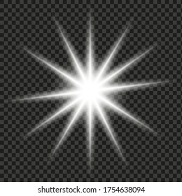 Glowing lights effect, flare, explosion and stars. Special effect isolated on transparent background