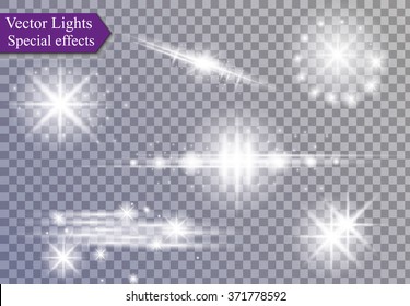 Glowing lights effect, flare, explosion and stars. 