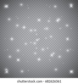 Glowing lights effect, flare, explosion and stars. Special effect isolated on transparent background
