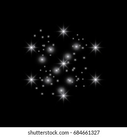 Glowing lights effect, flare, explosion and stars. Special effect isolated on transparent background