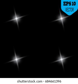Glowing lights effect, flare, explosion and stars. Special effect isolated on transparent background